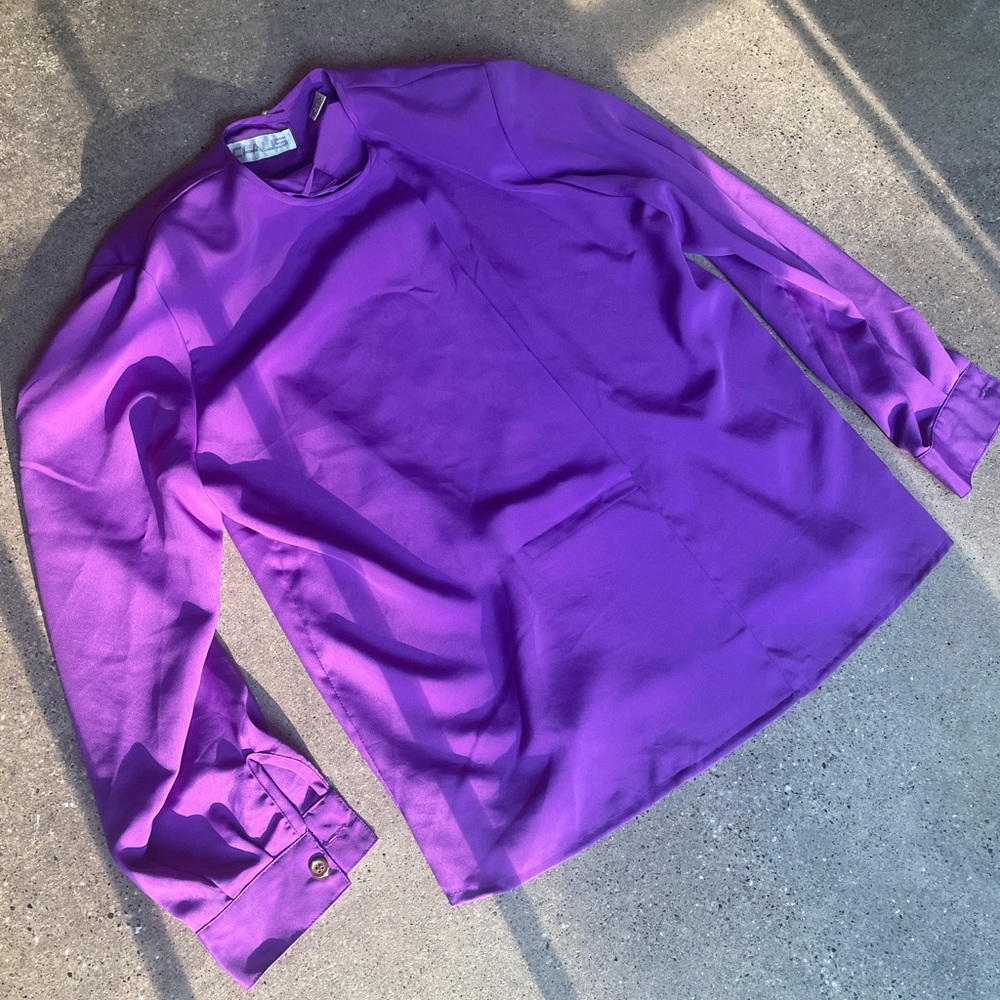 Vintage Size 10 Purple Blouse With Shoulder pads, Chaus